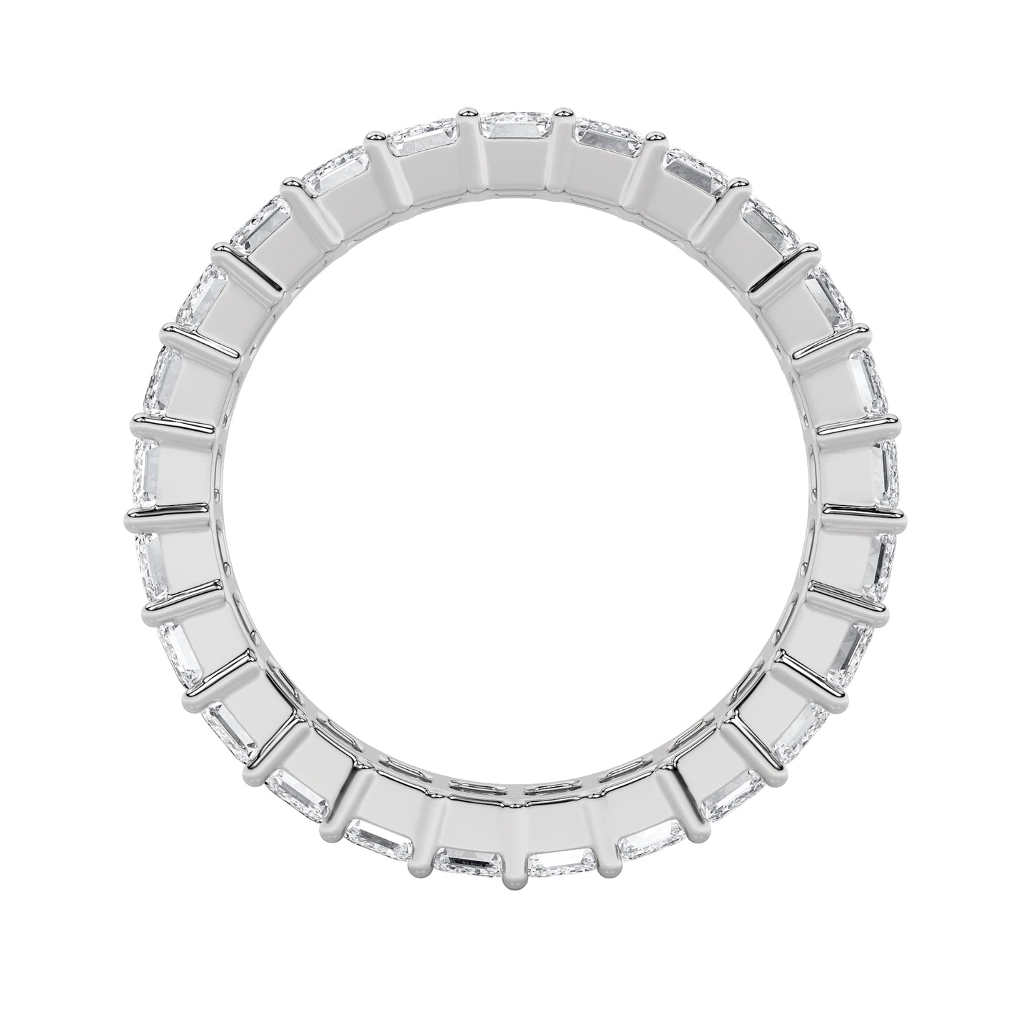 3.6Cttw Emerald Shaped Lab Grown Diamond Split Prong Eternity Ring in 14K Gold (F/VS)