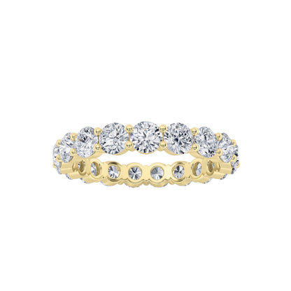 3Cttw Round Shaped Lab Grown Diamond Split Prong Eternity Ring in 14K Gold (F/VS)