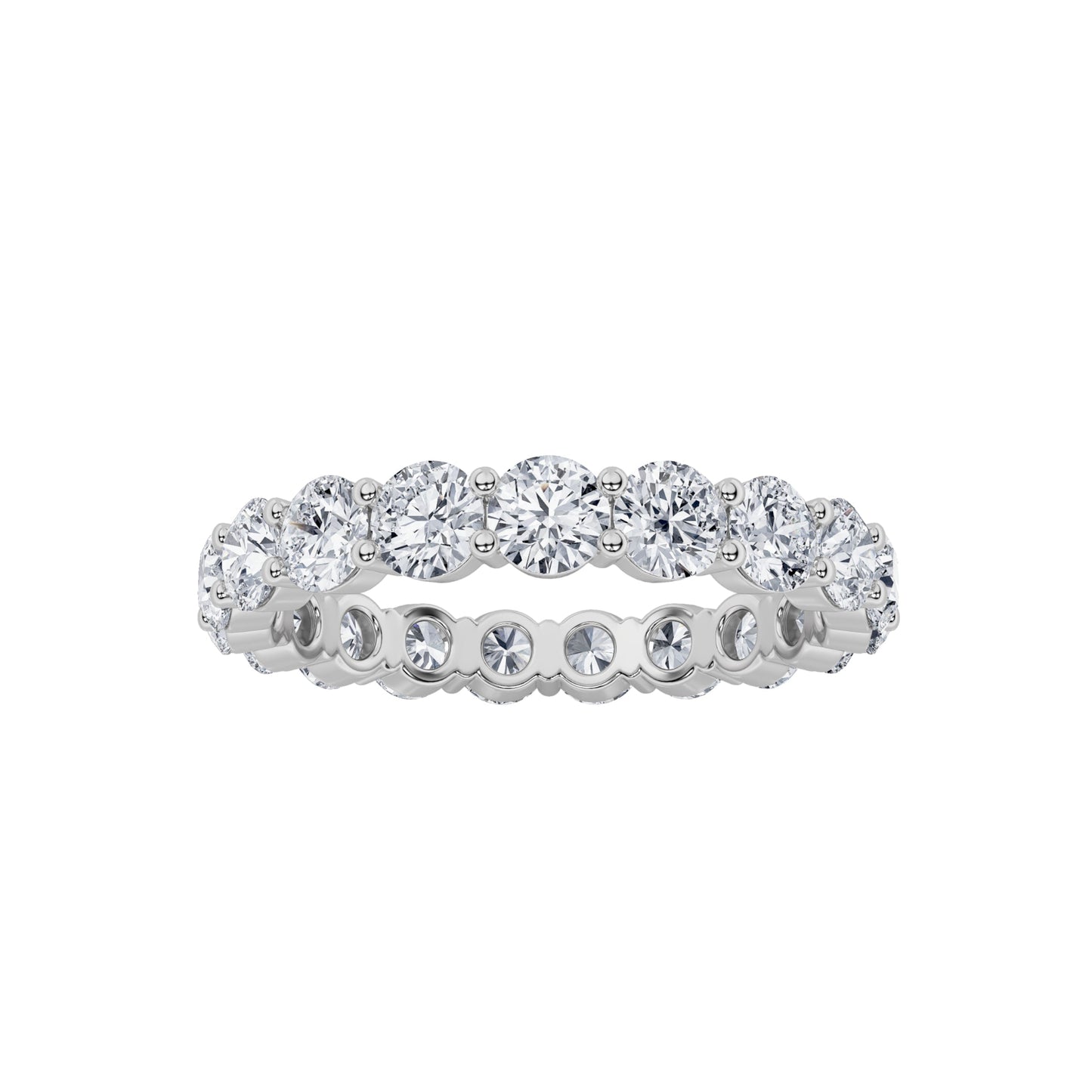 3Cttw Round Shaped Lab Grown Diamond Split Prong Eternity Ring in 14K Gold (F/VS)