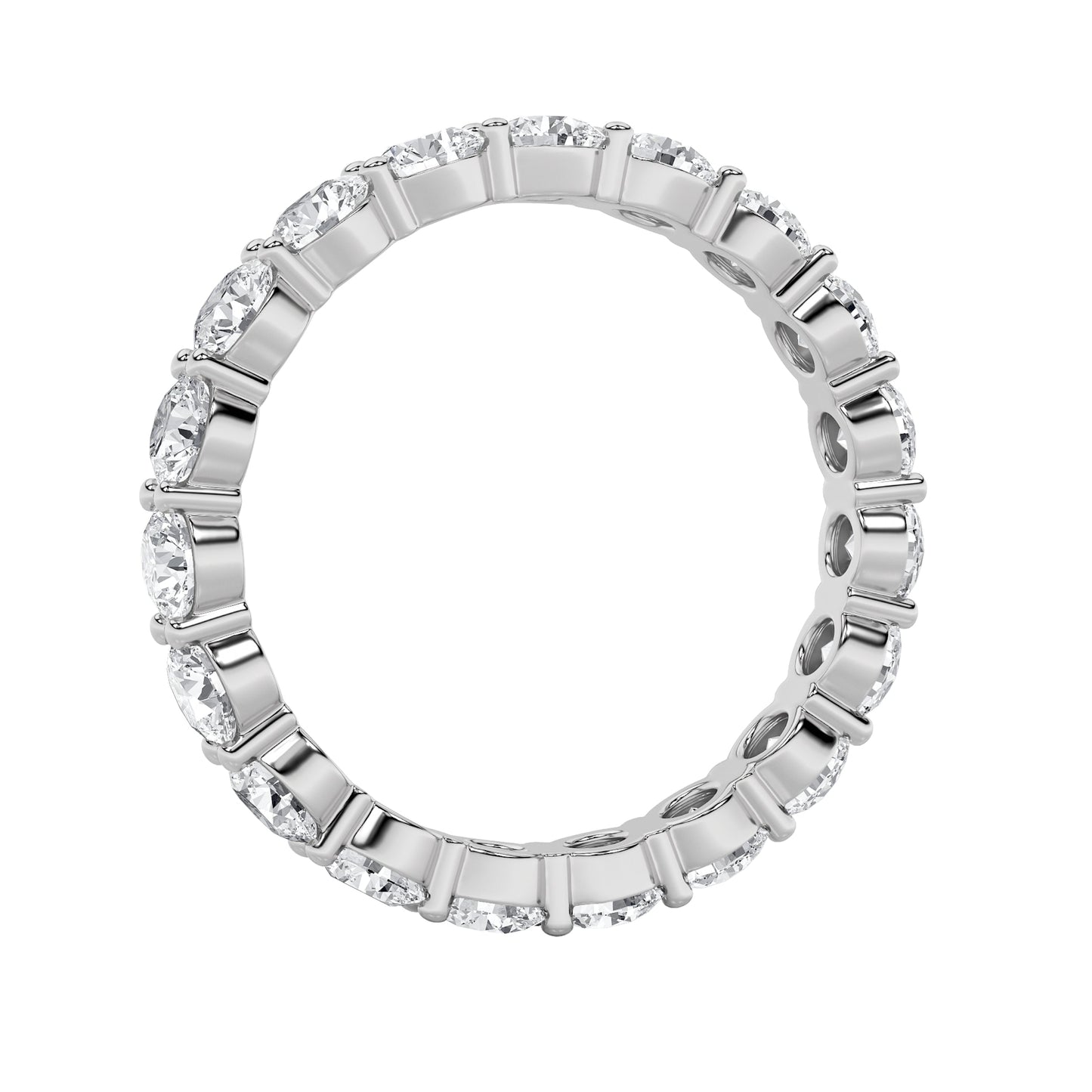 3Cttw Round Shaped Lab Grown Diamond Split Prong Eternity Ring in 14K Gold (F/VS)