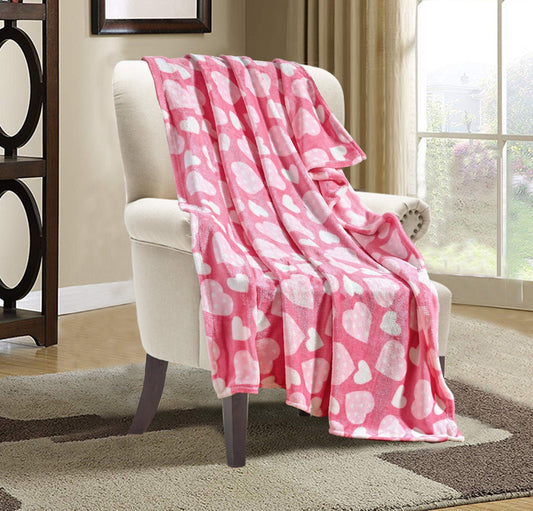 Elegant Comfort Valentine's Day 50" x 60" Throw - Love Theme Flannel Fleece Throw Blanket