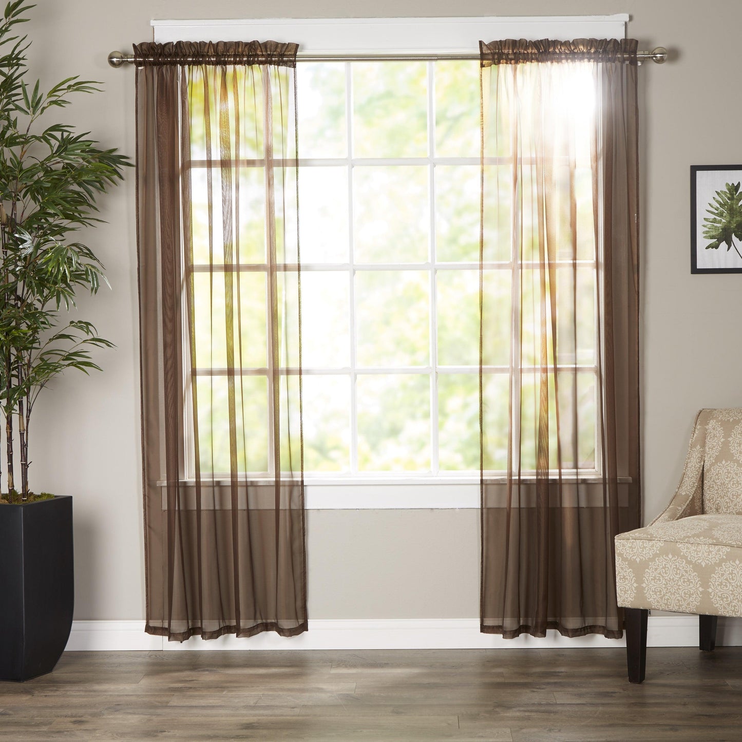 Elegant Comfort Set of 2 Sheer Curtain Panels - Rod Pocket