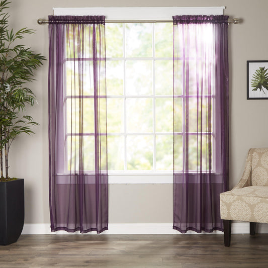 Elegant Comfort Set of 2 Sheer Curtain Panels - Rod Pocket