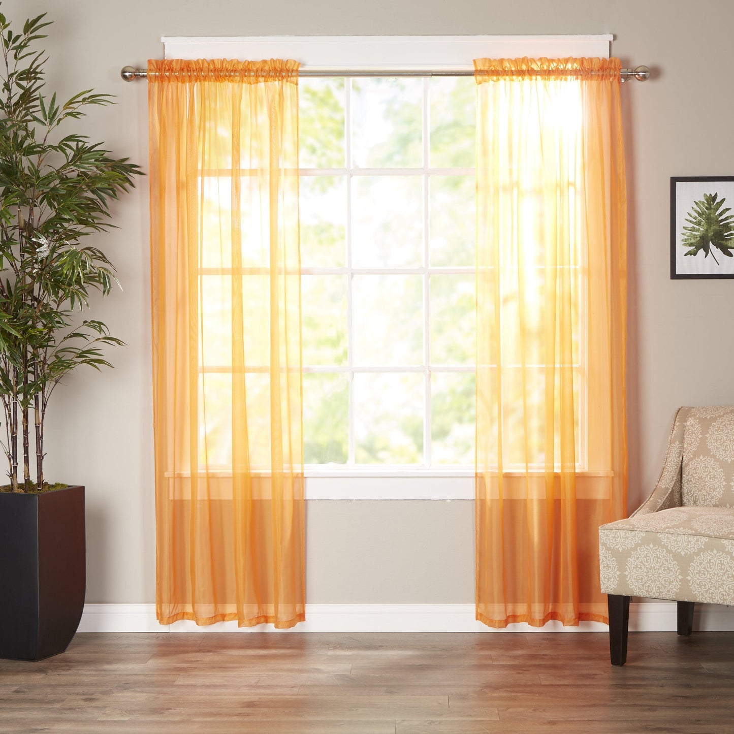Elegant Comfort Set of 2 Sheer Curtain Panels - Rod Pocket