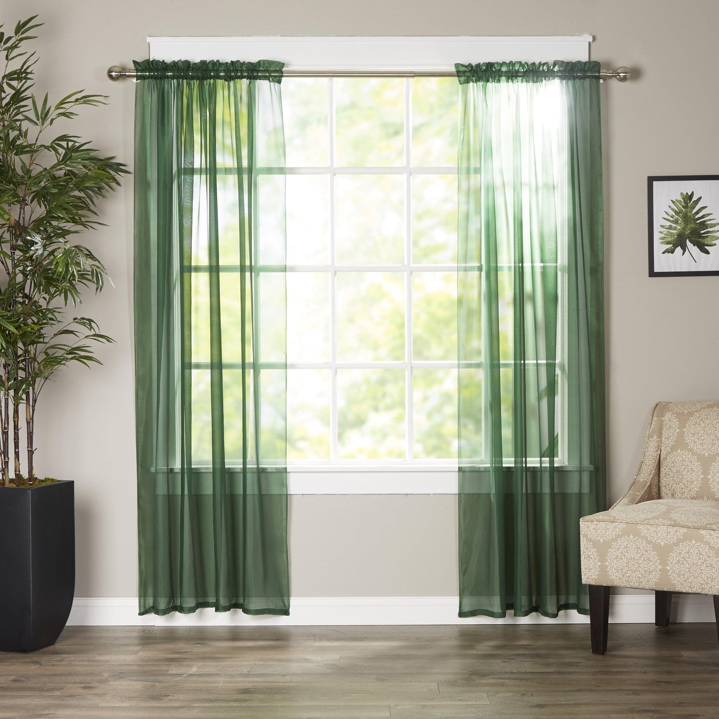 Elegant Comfort Set of 2 Sheer Curtain Panels - Rod Pocket