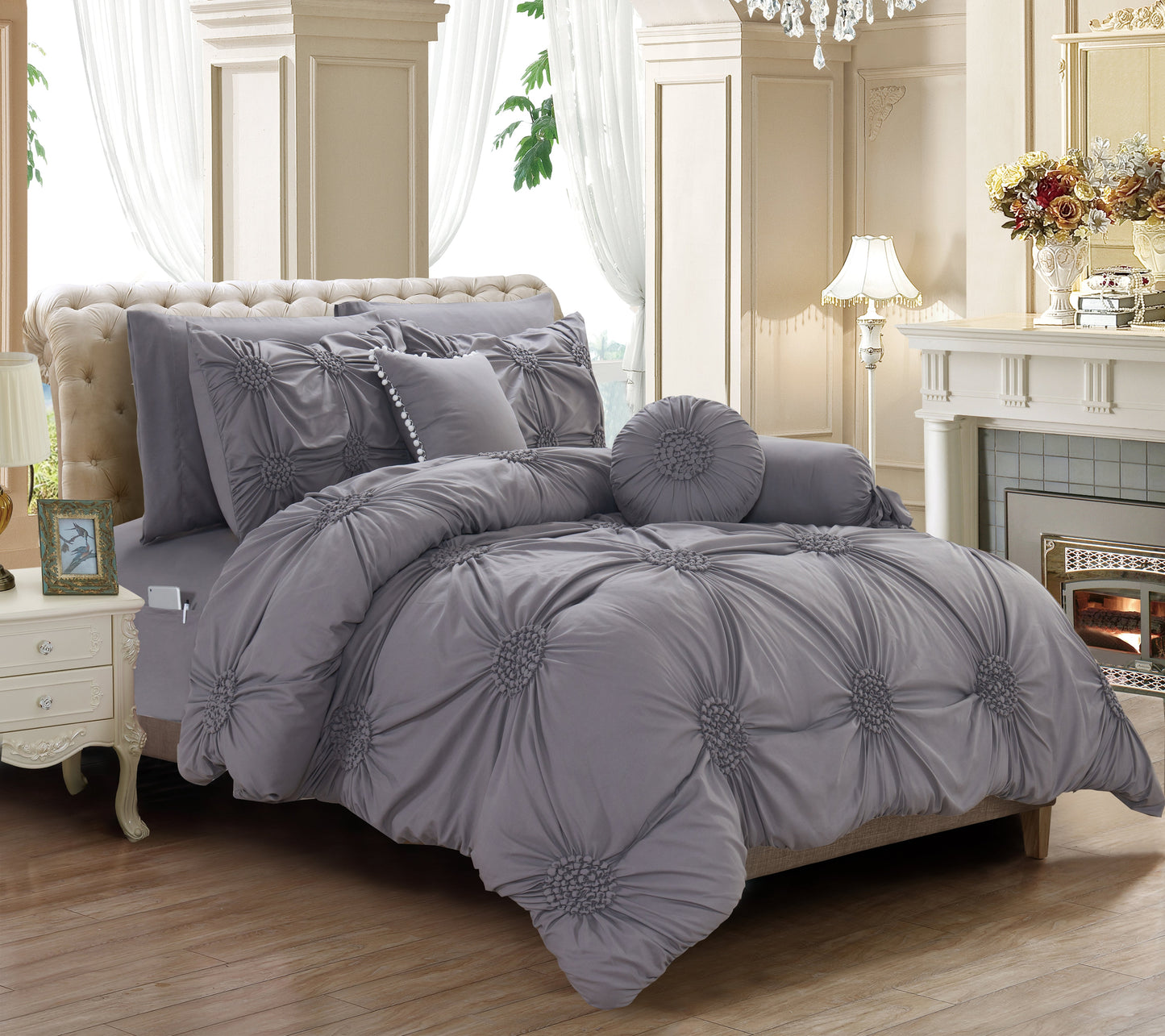 Mocassi 10-Piece Sunflower Comforter Bed-in-a-Bag Includes Bed Sheet Set with Double Sided Storage Pockets