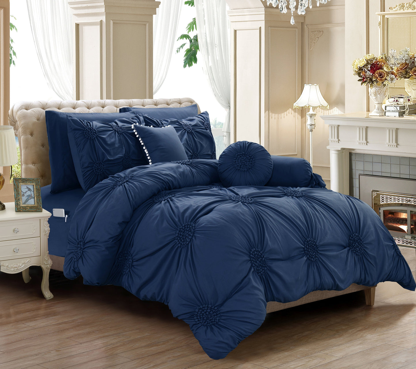 Mocassi 10-Piece Sunflower Comforter Bed-in-a-Bag Includes Bed Sheet Set with Double Sided Storage Pockets