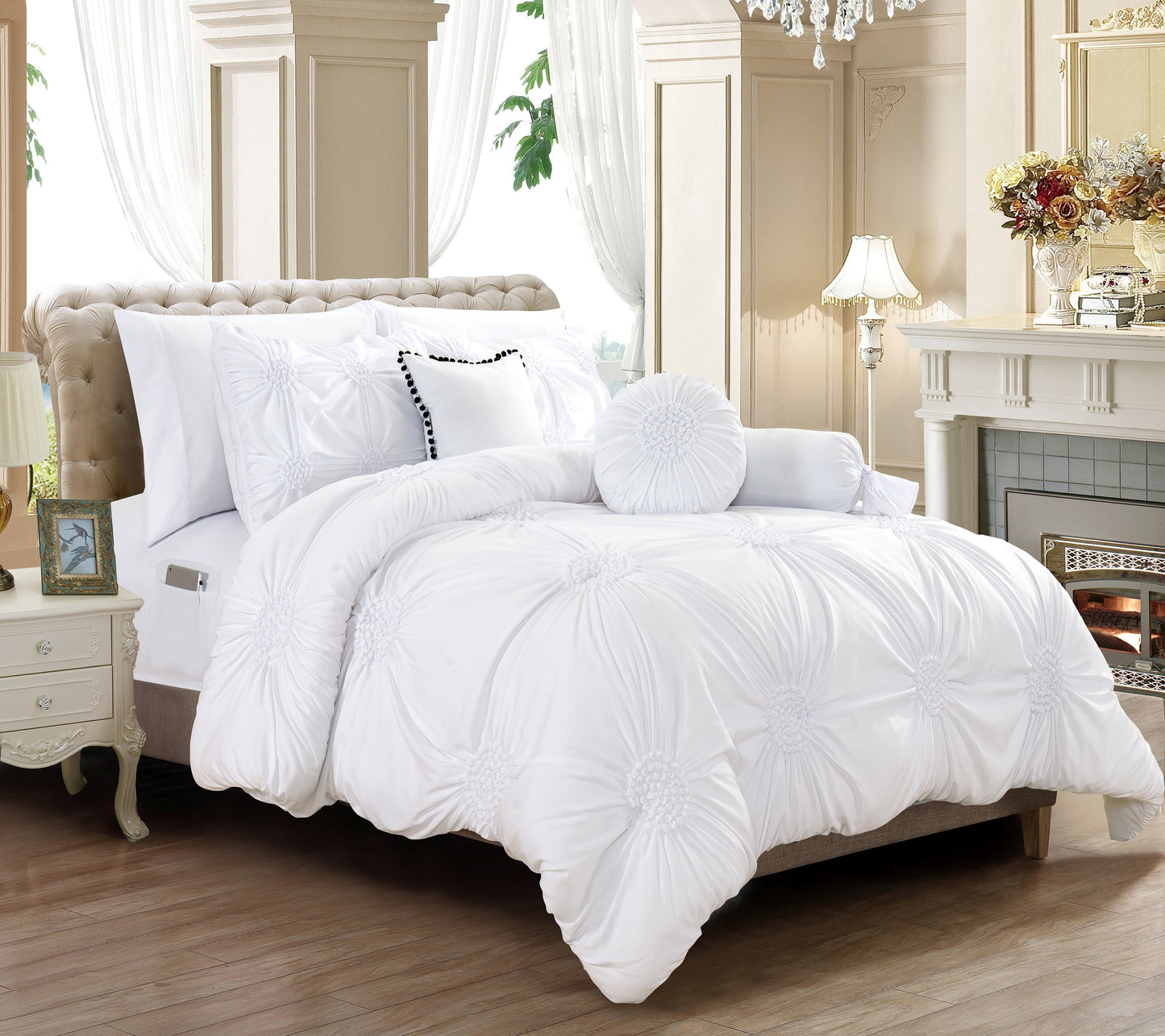 Mocassi 10-Piece Sunflower Comforter Bed-in-a-Bag Includes Bed Sheet Set with Double Sided Storage Pockets