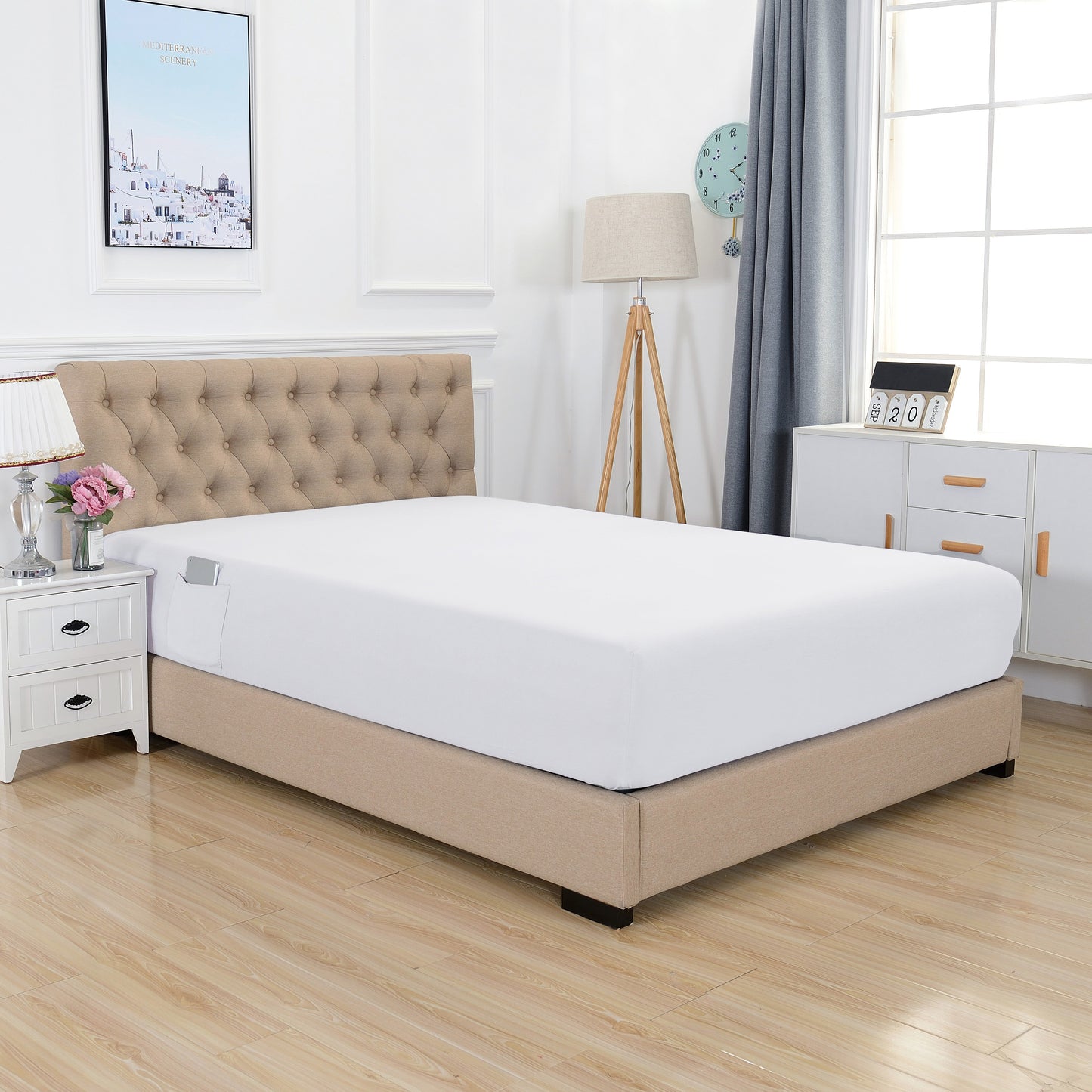 Mocassi 1-Piece 18" - 21" Deep Single Fitted Sheet for High Mattress, Smart Pocket, Luxury and Wrinkle Resistant 1500 Series Egyptian Quality
