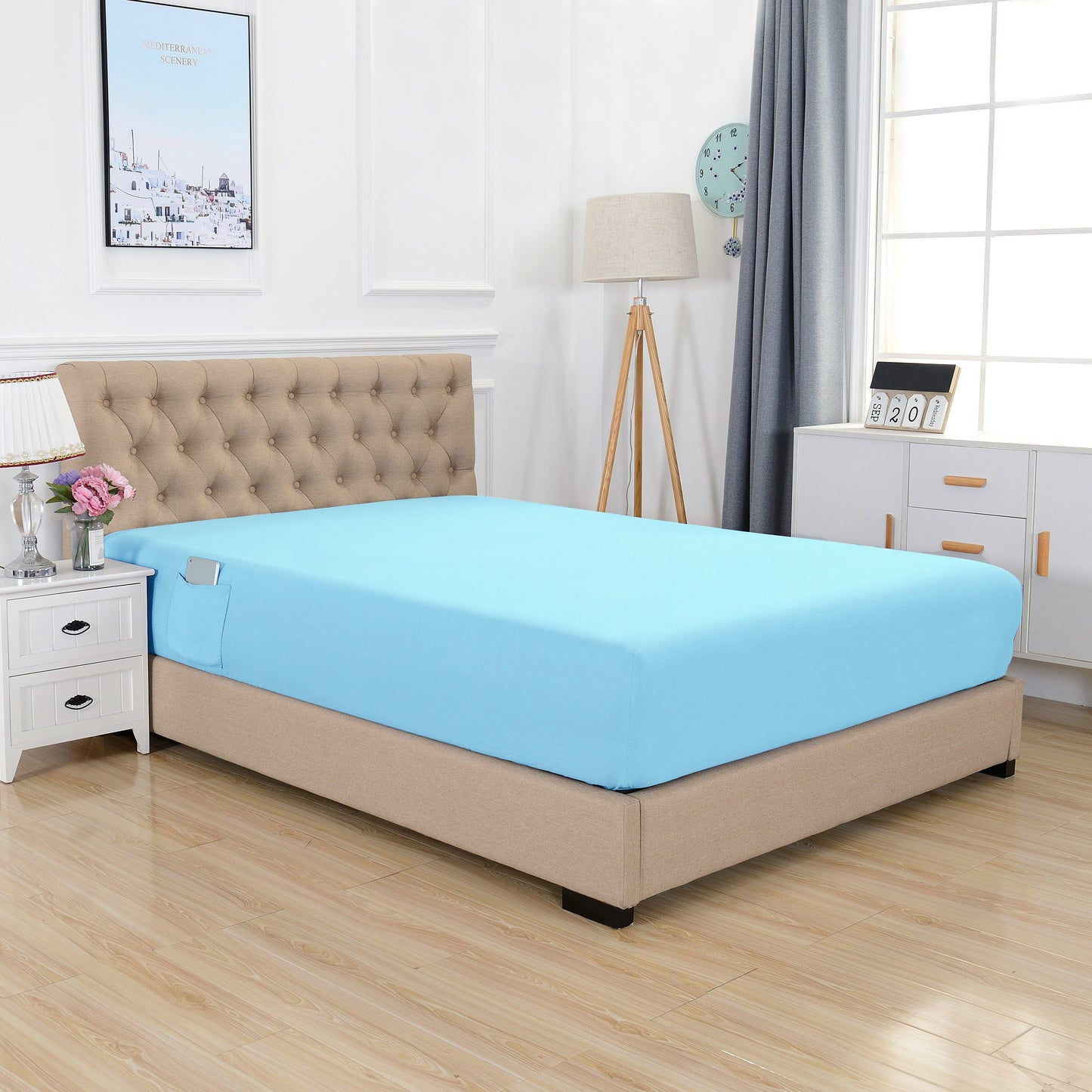 Elegant Comfort Extra Deep 18"-21" Single Fitted Sheet for High Mattress - All Around Elastic with Straps