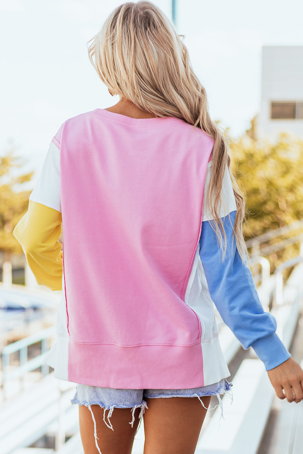 Threaded Pear Harper Side Slits Crewneck Sweatshirt