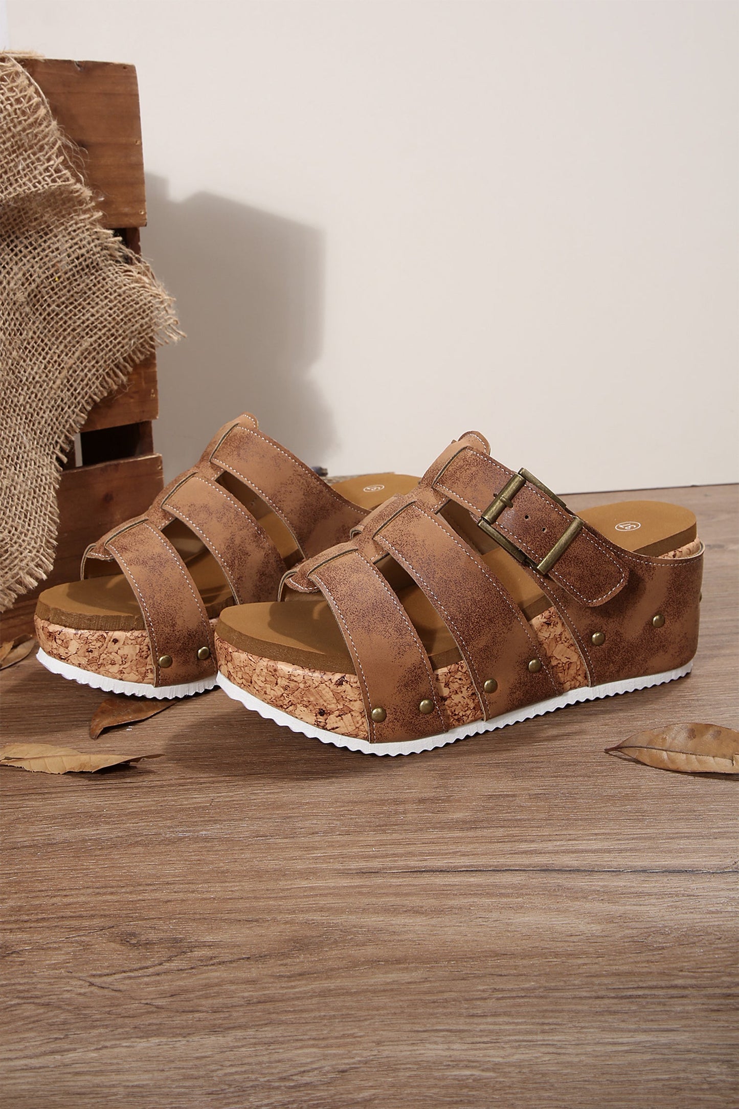 Threaded Pear Melody Cork Wedge Platform Sandals