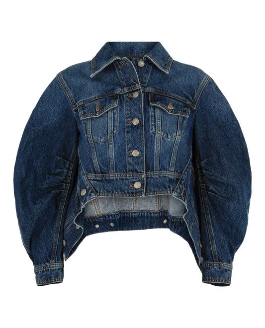 Alexander McQueen Cropped Cocoon Sleeve Denim Jacket