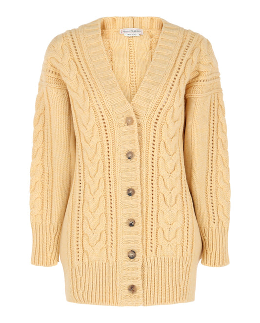 Alexander McQueen Cable Knit Oversized Cardigan