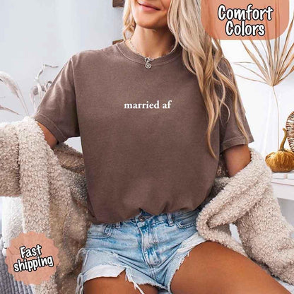 Married AF Comfort Colors T-Shirt, Just Married Couple Tee