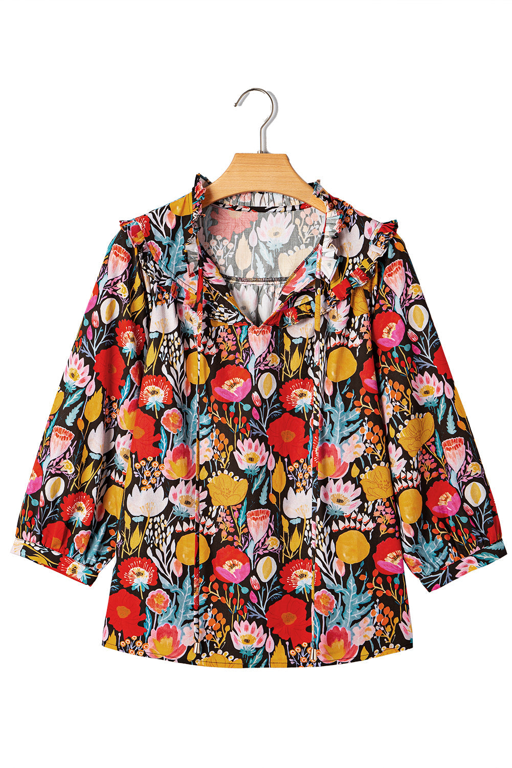 Threaded Pear Amara Puff Sleeve Tied Blouse