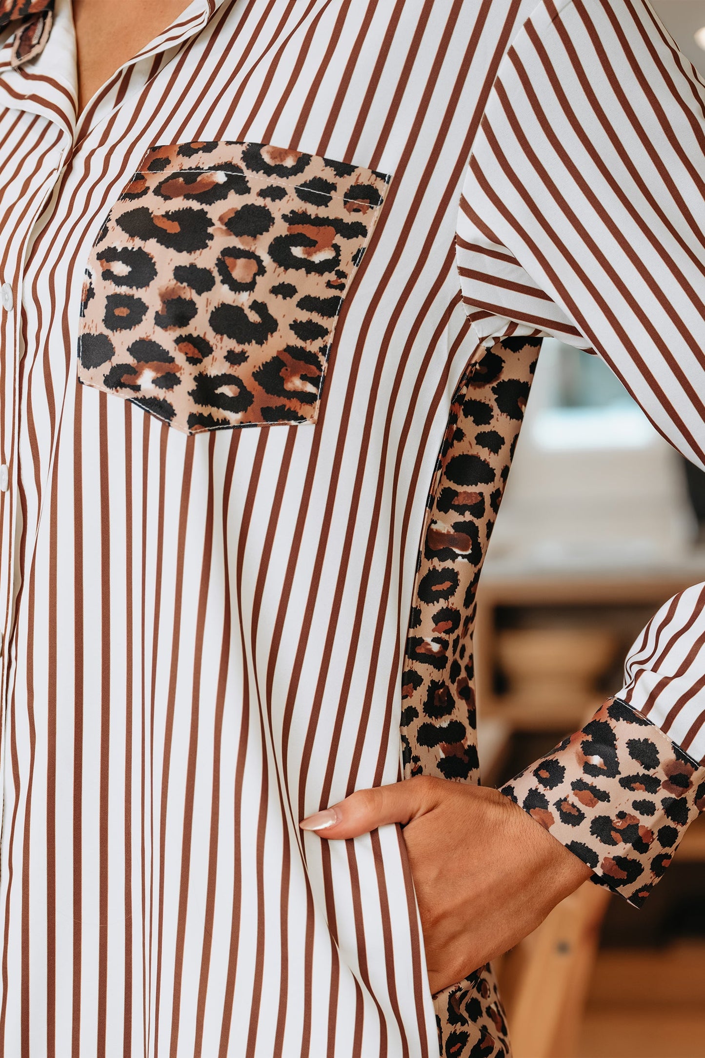 Threaded Pear Caroline Contrast Patchwork Long Shirt Dress