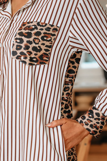 Threaded Pear Caroline Contrast Patchwork Long Shirt Dress