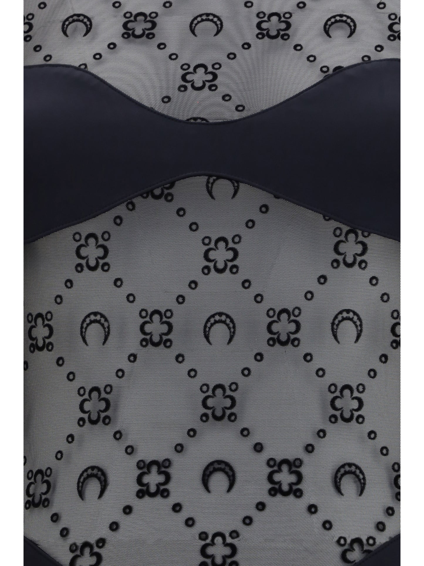 Mesh Body Moon Motif Black
