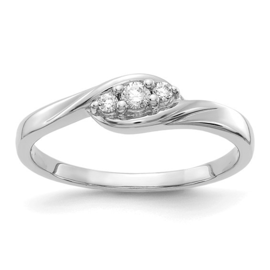 14K White Gold Lab Grown Diamond Three Stone Engagement Ring