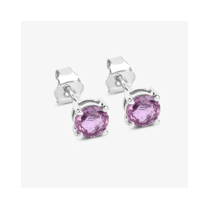 1.30 Ct Round Pink Sapphire Prong 10K Gold Stud Earrings