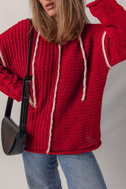 Threaded Pear Olivia Knit Drawstring Hooded Sweater