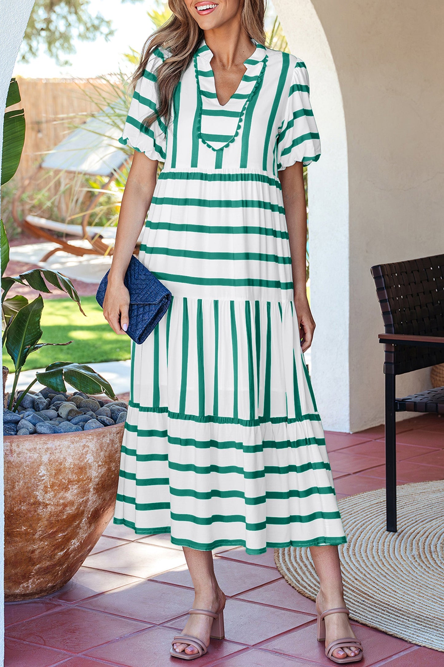 Threaded Pear Luna Half Sleeve Vacation Dress