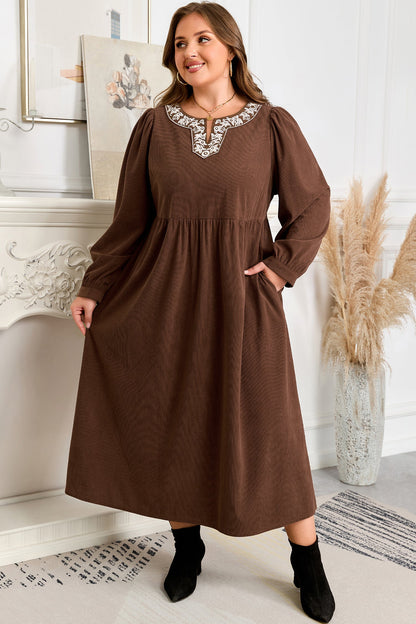 Threaded Pear Hallie High Waist Midi PLUS Dress