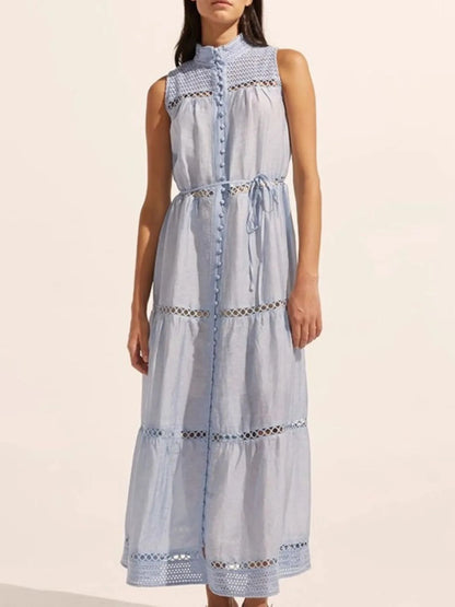 Hollow Out Sleeveless Midi Dress