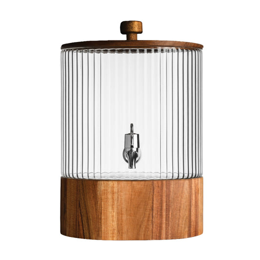 Jay Companies Naples Beverage Dispenser With Wooden Lid & Base 1.5 Gal