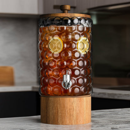 Jay Companies Palermo Beverage Dispenser With Wooden Lid & Base 2 Gal