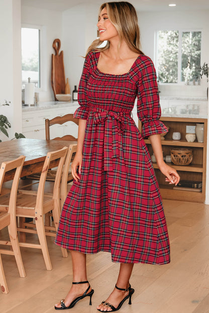 Threaded Pear Jazmin Waist Flared Midi Dress