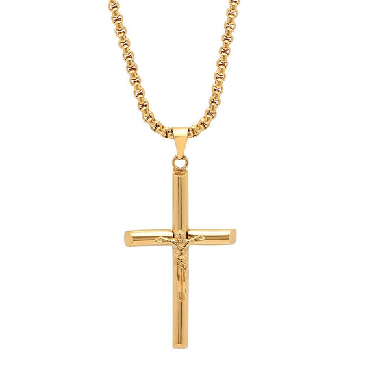 Stainless Steel Crucifix Tube Pendant