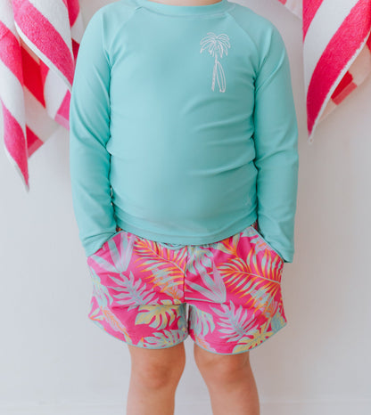 Pink Palm Paradise Swim Shorts
