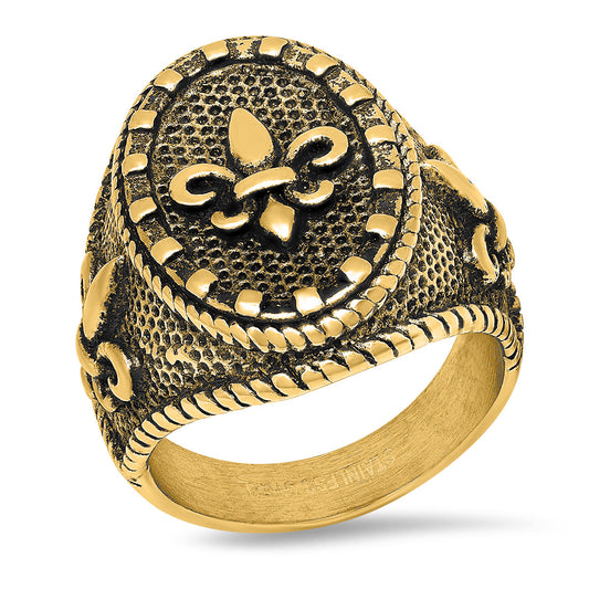 18k Gold plated Stainless Steell Fleur De Lis Ring