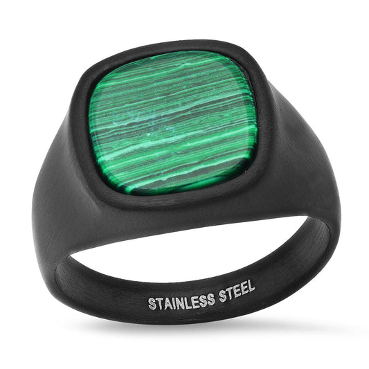 Black & Green Signet Statement Ring