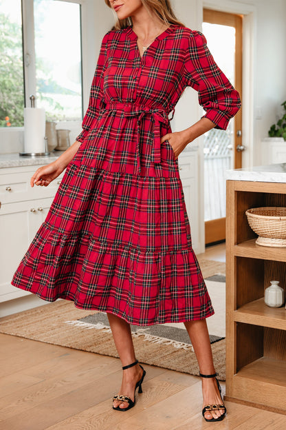 Threaded Pear Della Ruffle Hem Long Dress