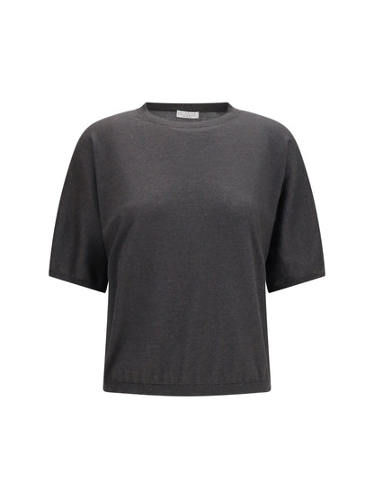 Short-Sleeve Cashmere and Silk Sweater