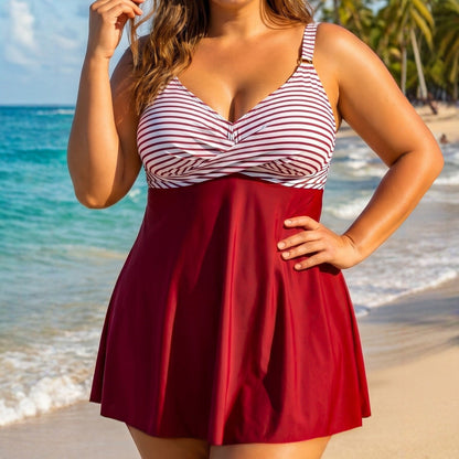 Split Swimsuit for Women With Belly Covering and Slimming Skirt Style Swimsuit