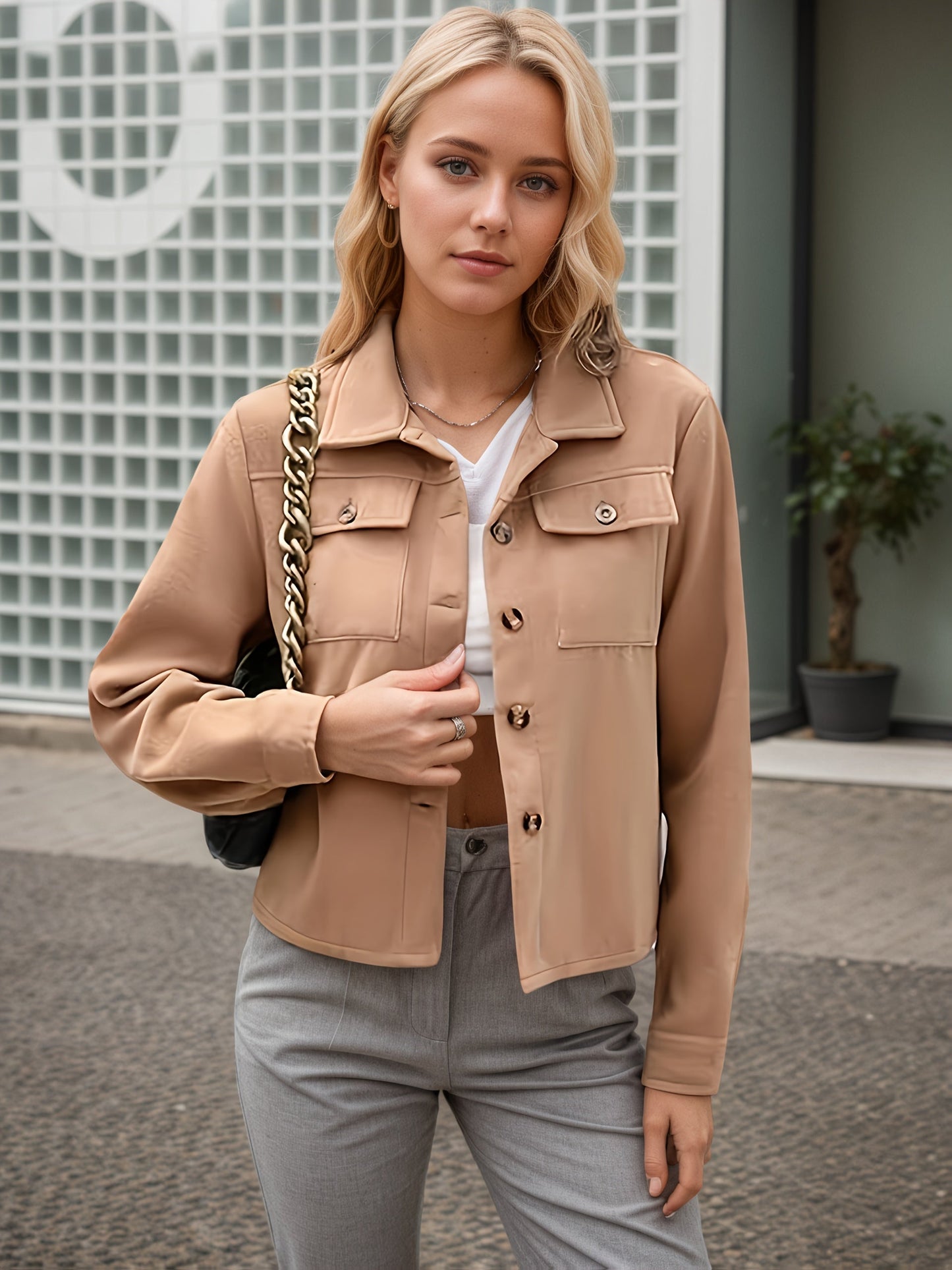 Women’s Plus Size Flannel Jacket – Autumn Short Fashion Top