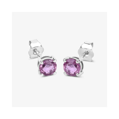 1.30 Ct Round Pink Sapphire Prong 10K Gold Stud Earrings