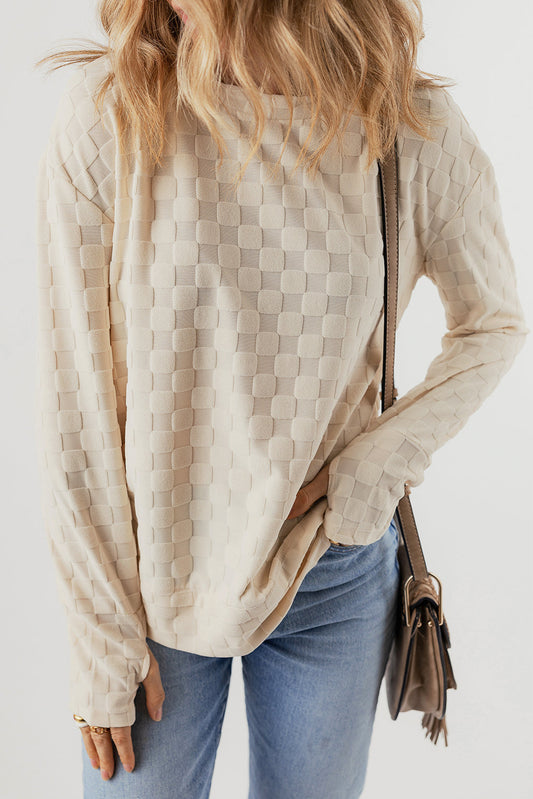 Tiffany Textured Thumbhole Sleeve Top - Threaded Pear