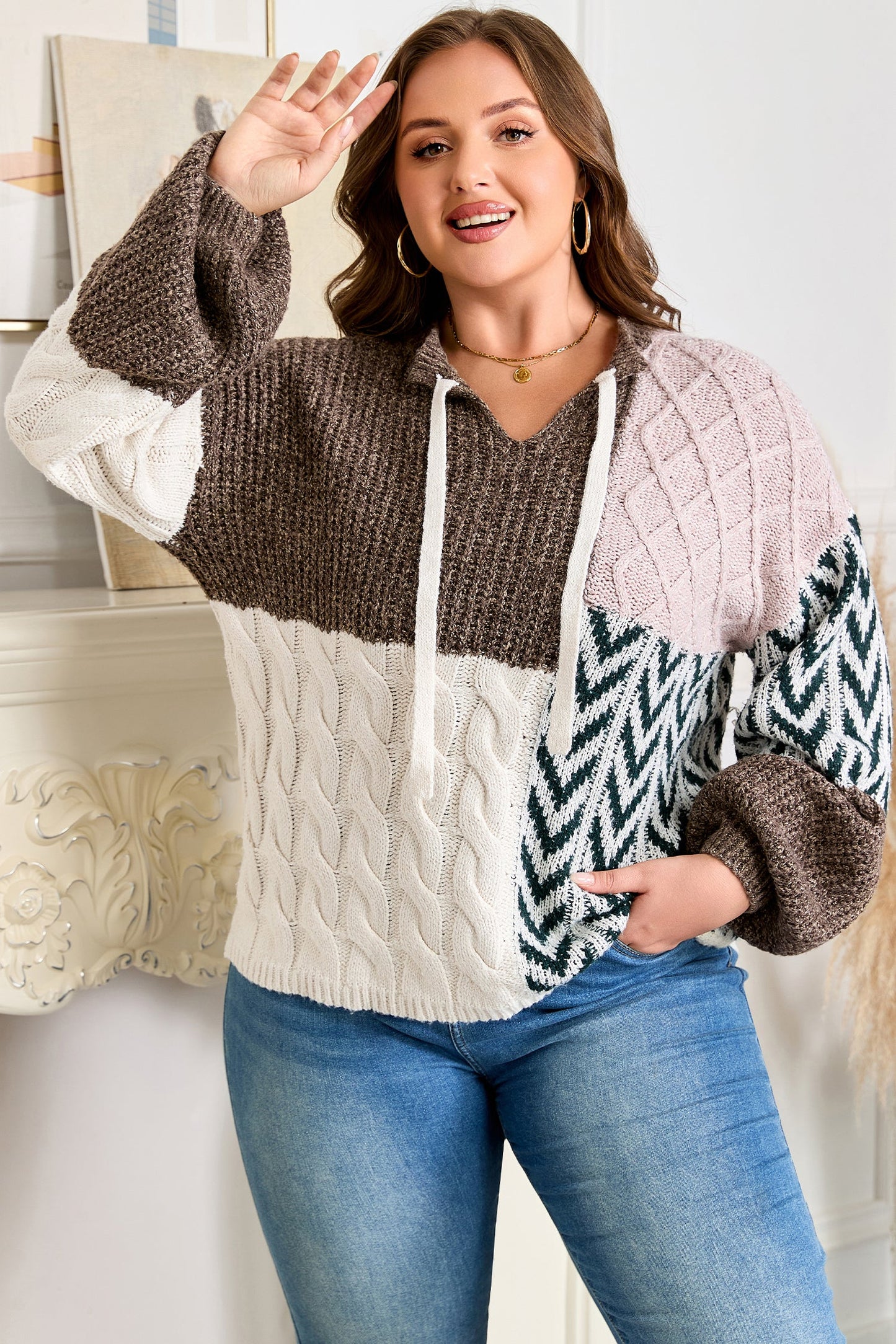 Threaded Pear Rivka Back Loose Fit PLUS Sweater