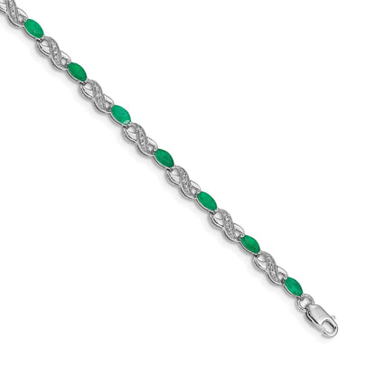 14k White Gold Emerald Infinity 7.25 inch Bracelet