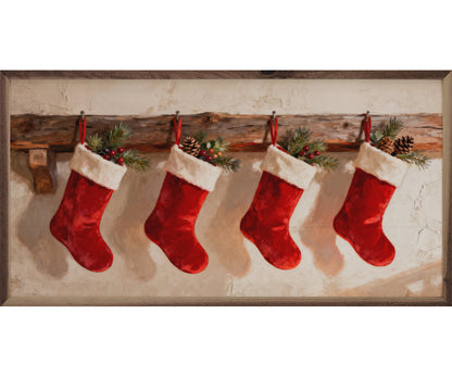 Kendrick Home Four Red Christmas Stockings