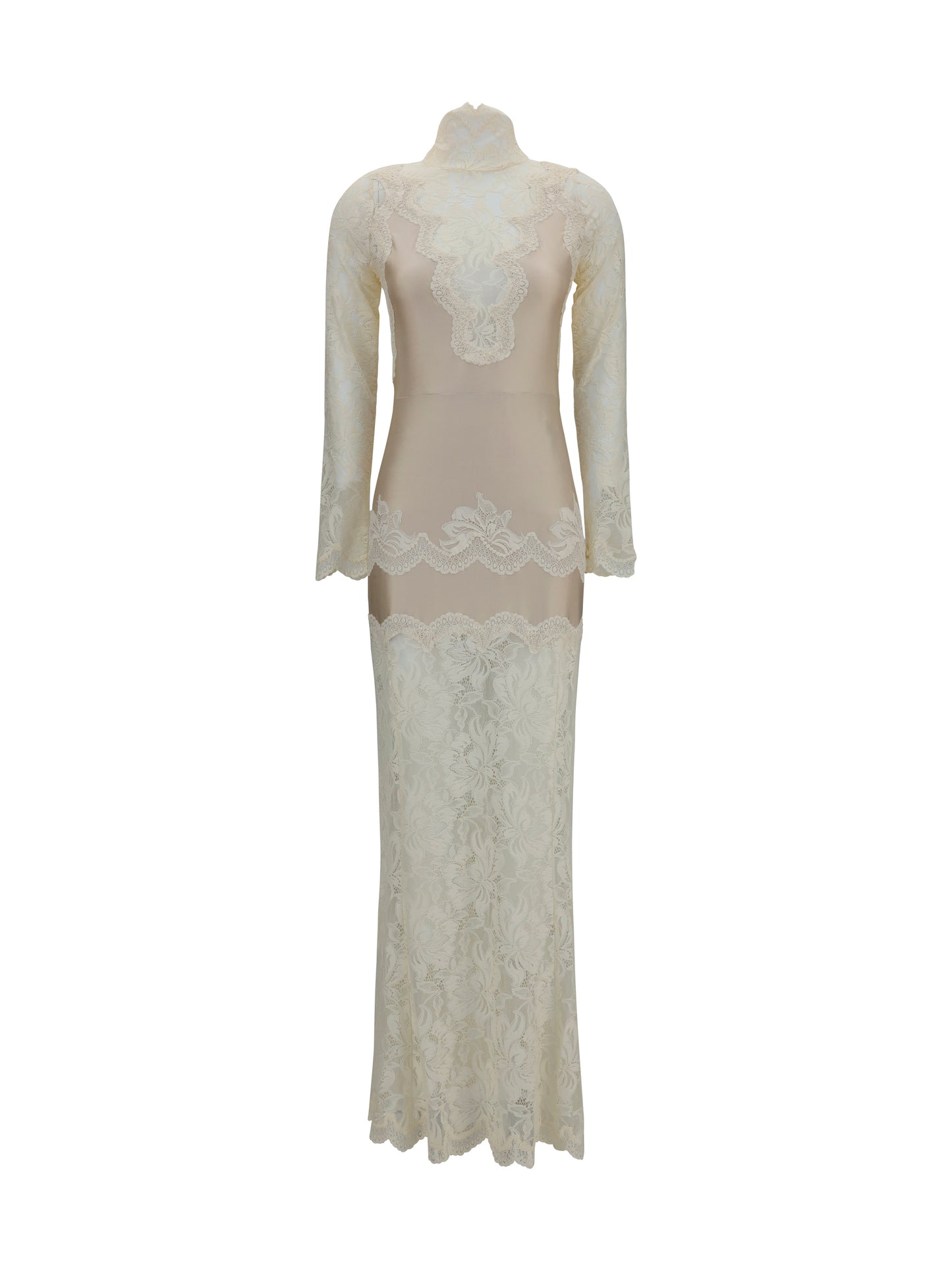 Dress, Lace and Jersey, Ivory