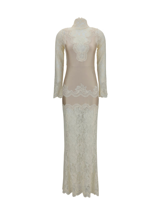 Dress, Lace and Jersey, Ivory
