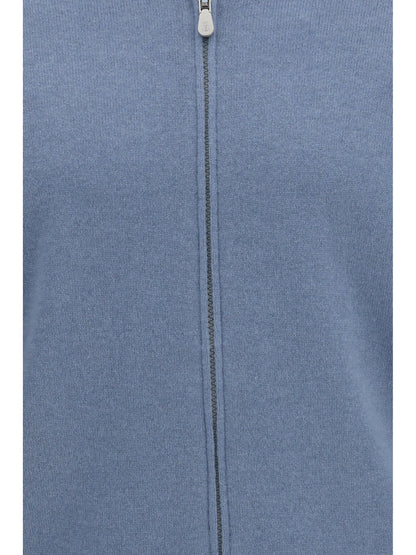 Cashmere Cardigan Powder Blue/Light Grey