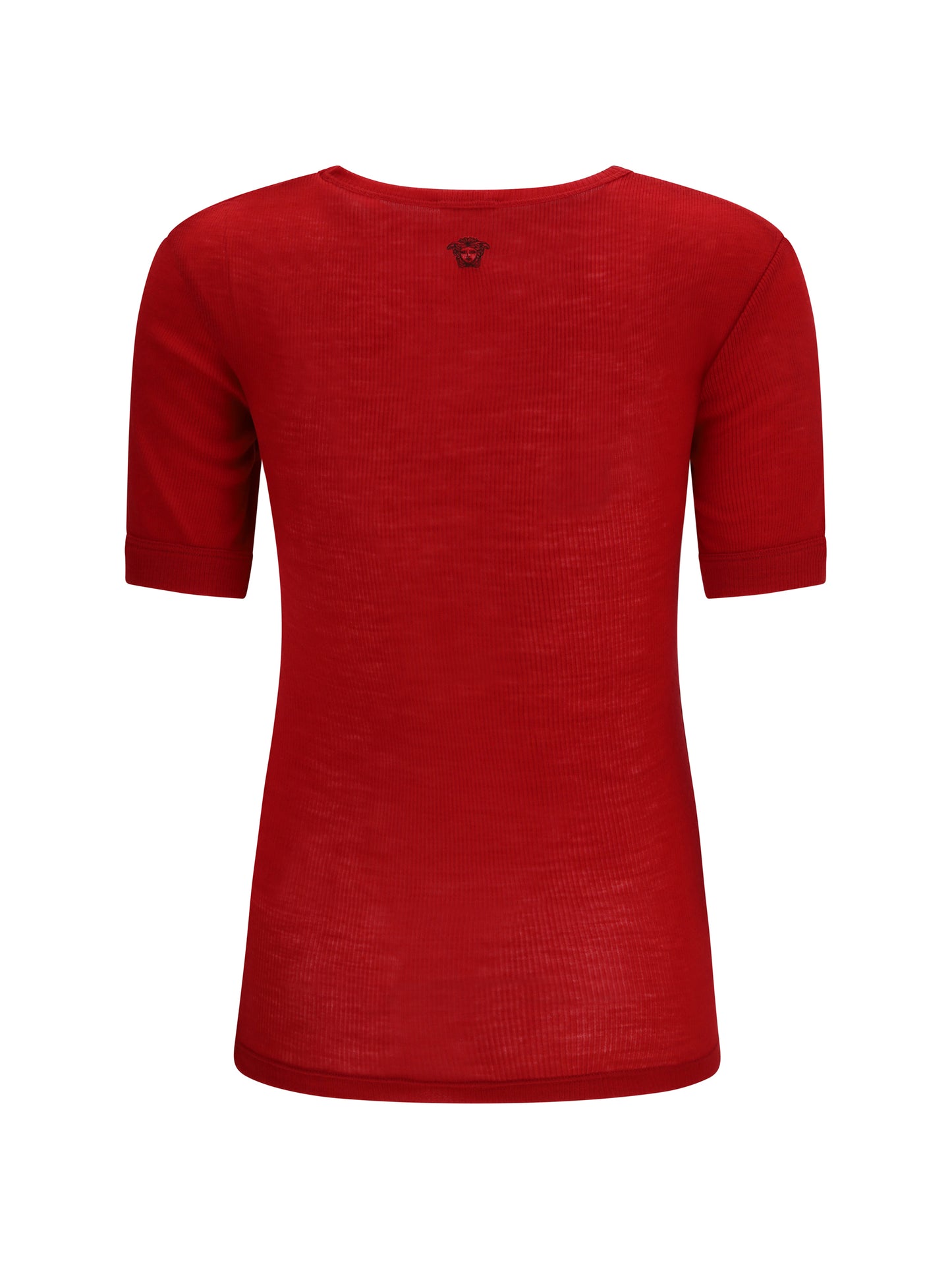 Ribbed Knit T-Shirt Lipstick Red