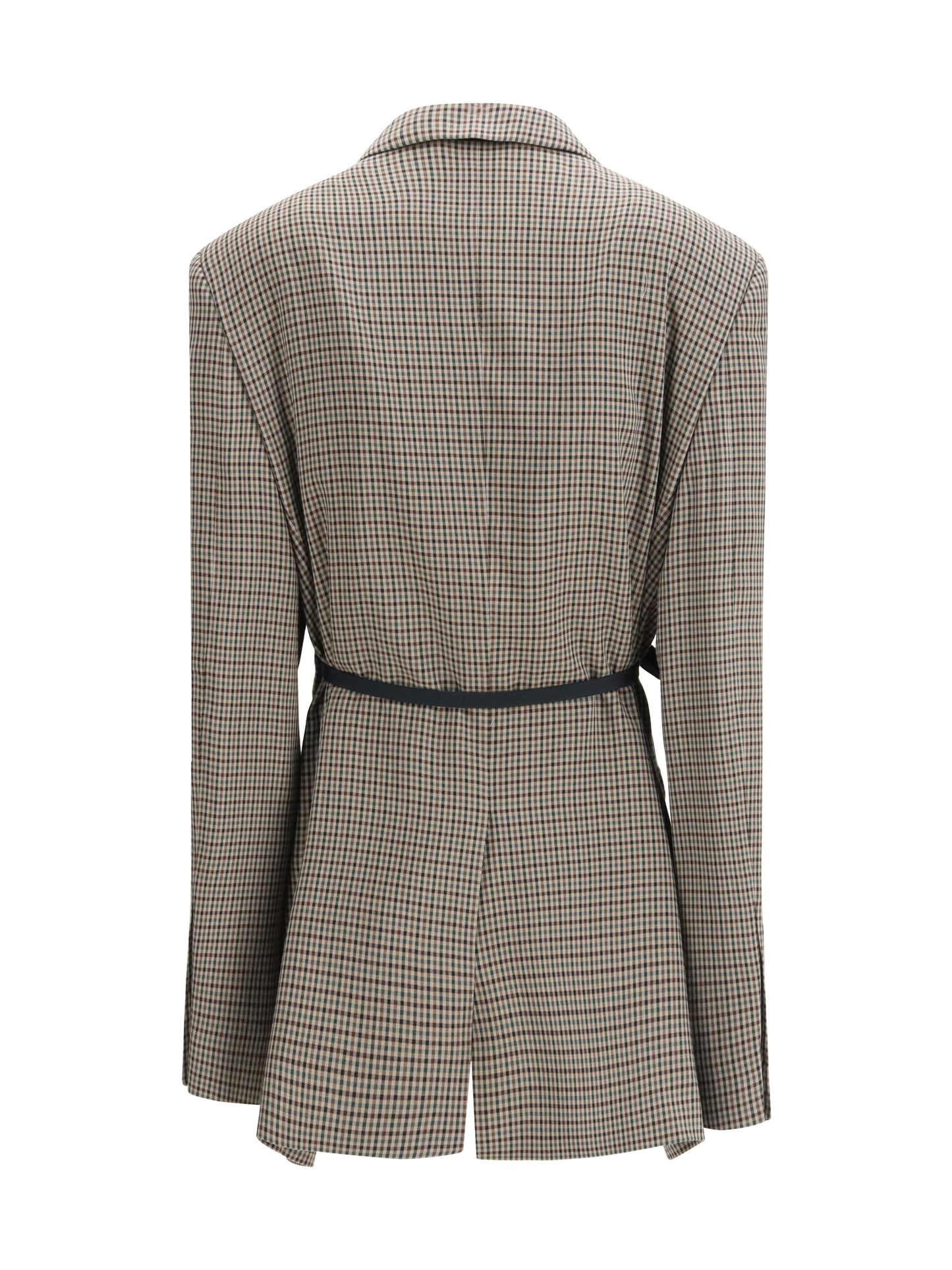 Single-Breasted Vichy Jacket Khaki/Brown
